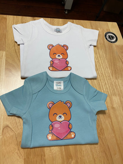 Baby Bear with Heart - Unisex Long Sleeve Lap Shoulder Bodysuit