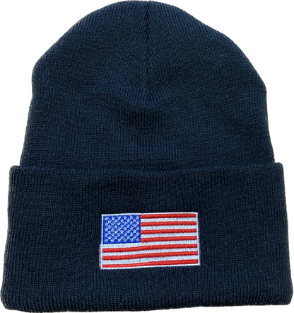 USA FLAG- Knit Beanie (Black)